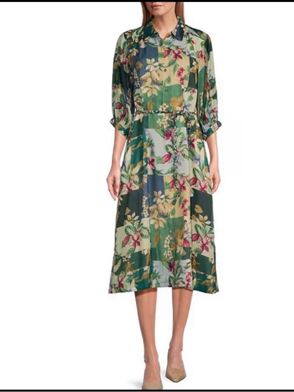 Tommy Bahama Hightide Floral Print Woven Long Sleeve Button Front Shirt Dress